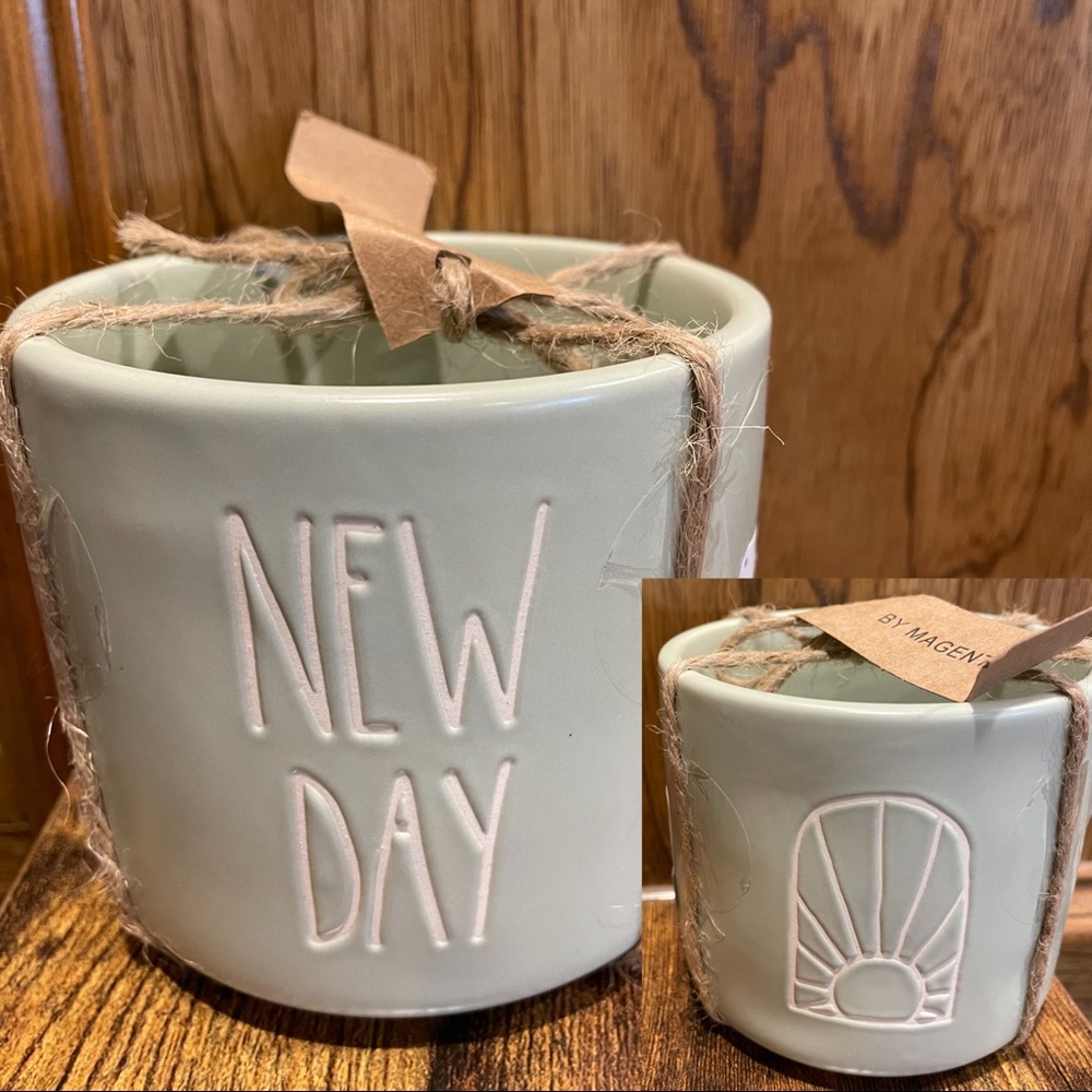 Rae Dunn NEW DAY Double Sided Mini Planter BRAND NEW!!